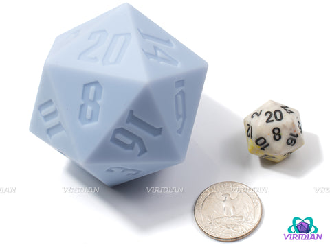 Big Blue Yonder (Silicone) | Light Pastel Blue, 55mm Rubber Silicone, Bouncy | Giant D20 Die (1)