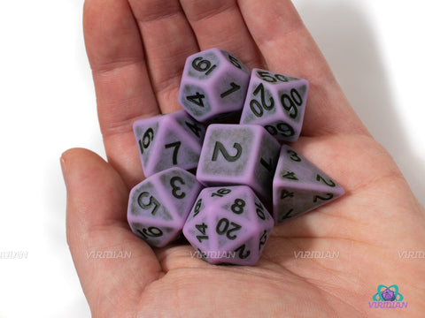Swamp Fog | Purple Worn Acrylic Dice Set (7) | Dungeons and Dragons (DnD)