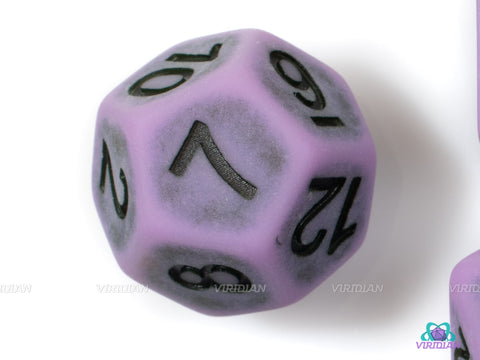 Swamp Fog | Purple Worn Acrylic Dice Set (7) | Dungeons and Dragons (DnD)