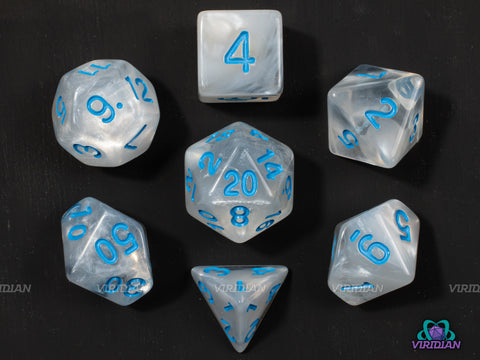 Winter's Waltz | Frosted Clear Acrylic Dice Set (7) | Dungeons and Dragons (DnD)