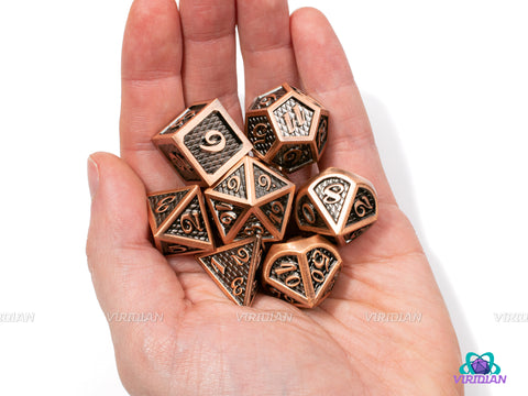Copper Dragon | Scales Metal Large Dice Set (7) | Dungeons and Dragons (DnD) | Tabletop RPG Gaming