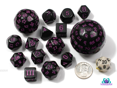 Black & Purple Unusual Set (15) | Strange, Weird Dice | Opaque 15-Piece Dice Set