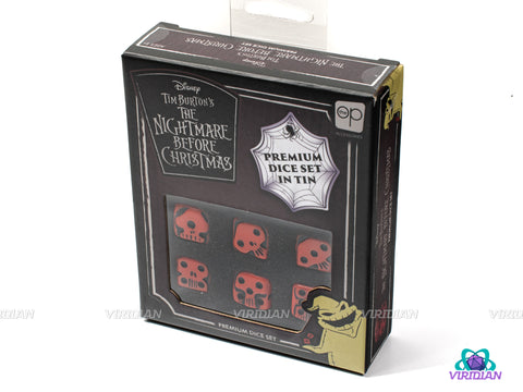 Nightmare Before Christmas D6 Set (Premium) | (6) Red Skull Pipped Dice