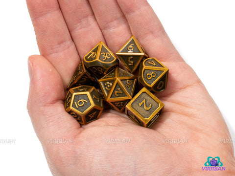 Imperial Helm | Copper & Matte Stylized Metal Dice Set (7) | Dungeons and Dragons (DnD) | Tabletop RPG Gaming