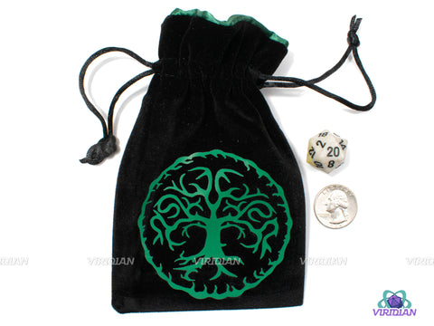 Forest | Black & Green Velour Dice Bag | Q Workshop