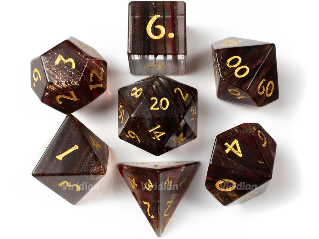 Blonde Hair Glass | Real Gemstone Dice Set (7) | Dungeons and Dragons (DnD) | Tabletop RPG Gaming