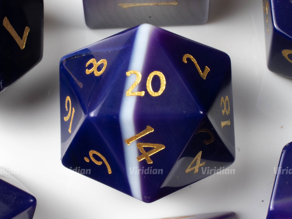 Purple Agate | Real Gemstone Dice Set (7) | Dungeons and Dragons (DnD) | Tabletop RPG Gaming