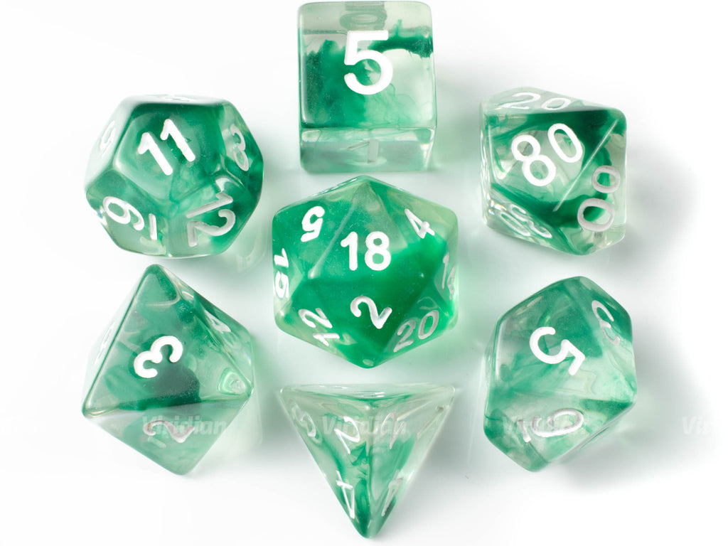 Abundant Growth | Green & Clear Dice Set (7) | Dungeons and Dragons (DnD)
