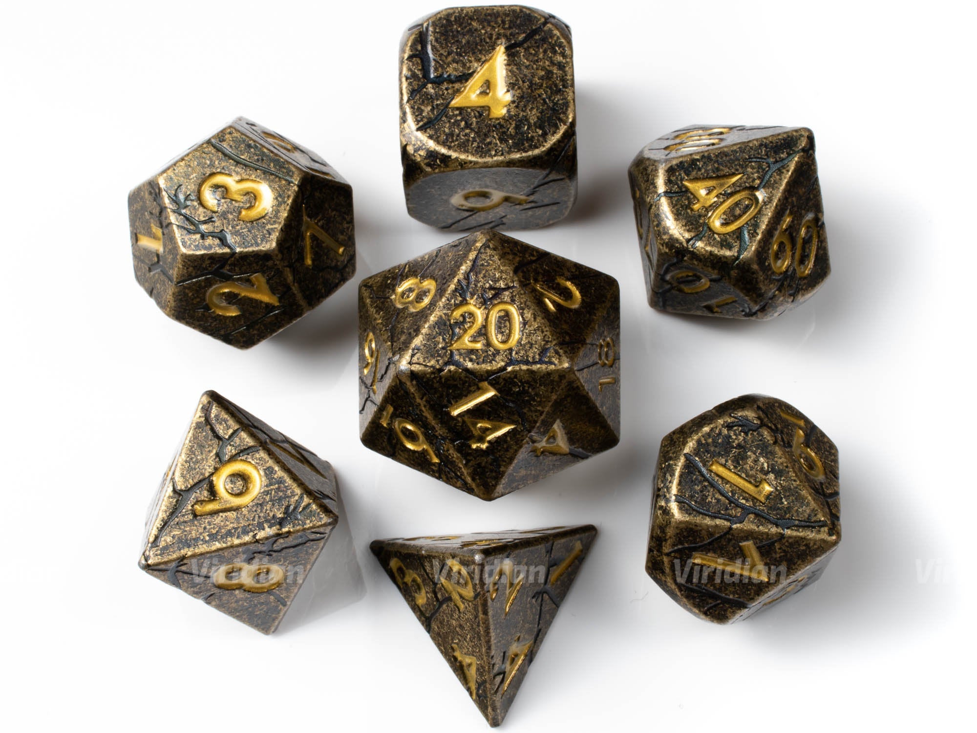 Abandoned Abbey | Distressed with Cracks Large Metal Dice Set (7)