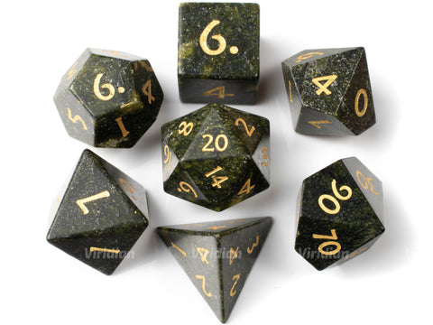 Algae Stone | Real Gemstone Dice Set (7) | Dungeons and Dragons (DnD) | Tabletop RPG Gaming