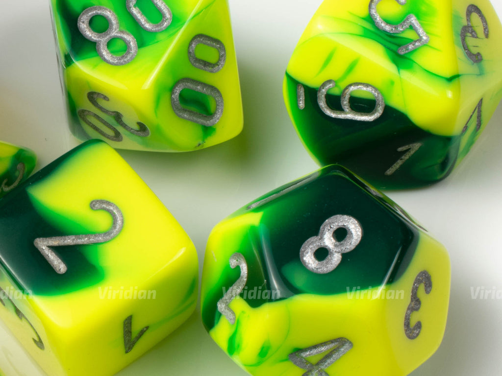 Gemini Green & Yellow | Chessex Dice Set (7)
