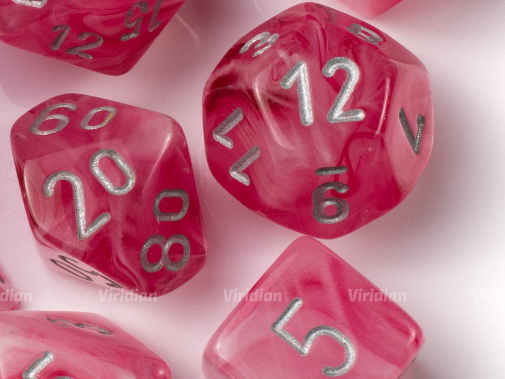 Ghostly Glow Pink & Silver | Chessex Dice Set (7)