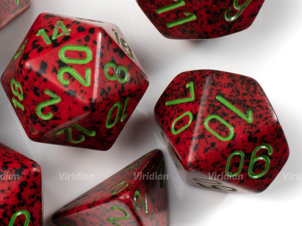 Speckled Strawberry | Green & Red | Chessex Dice Set (7)