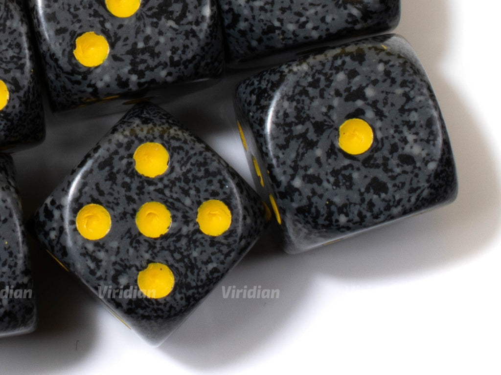 Speckled Urban Camo | Gray, Black & Yellow | Chessex 16mm d6 Dice Block (12)