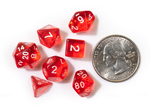 Tiny Red | Mini Translucent Dice Set (7) | Dice Set (7) | Dungeons and Dragons (DnD) | Critical Role