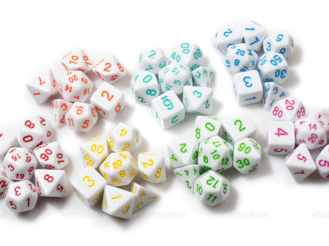 Rainbow Inked | Party Pack | (7) Opaque Dice Sets, 49 Total Dice | DnD 5e Acrylic DM Value Set