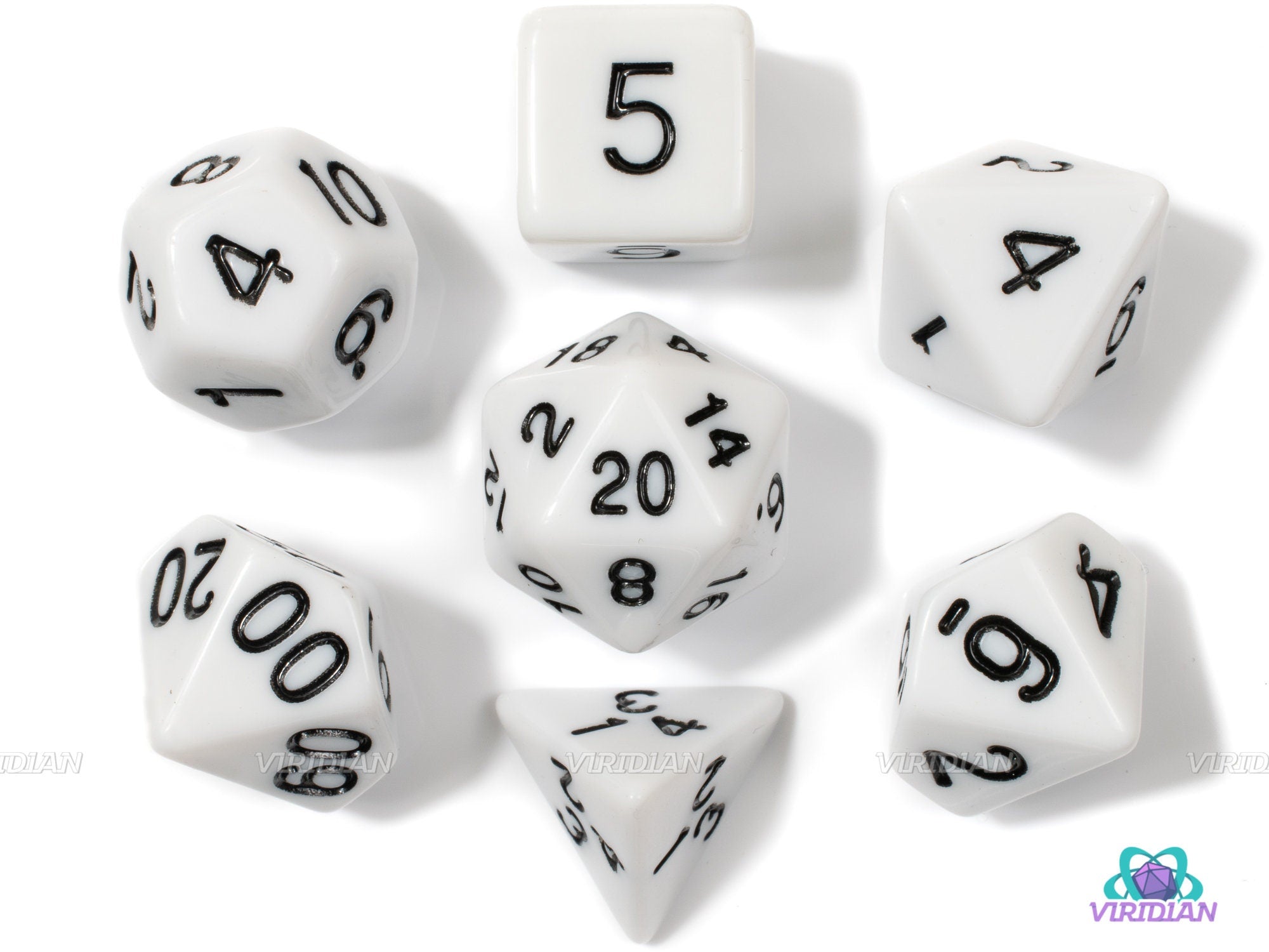 Classic White | Acrylic Dice Set (7) | Dungeons and Dragons (DnD)