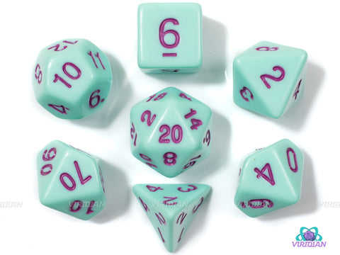 Mint Lavender | Light Green Pastel Acrylic Dice Set (7) | Dungeons and Dragons (DnD)