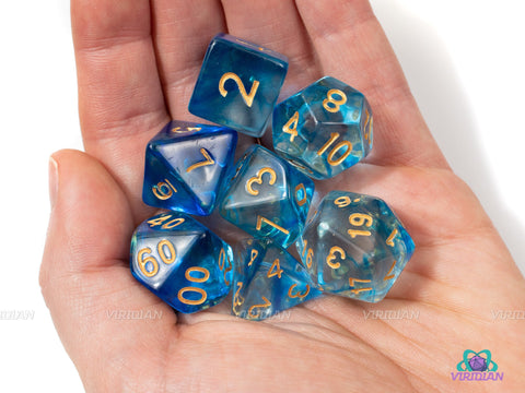 Holy Water | Blue & Clear Dice Set (7) | Dice Set (7) | Dungeons and Dragons (DnD) | Critical Role