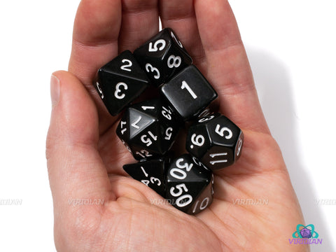 Just Black | Classic Black Acrylic Dice Set (7) | Dungeons and Dragons (DnD)
