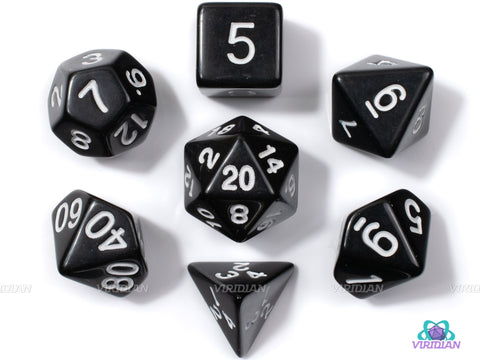 Just Black | Classic Black Acrylic Dice Set (7) | Dungeons and Dragons (DnD)