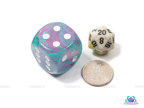 Nebula Wisteria Luminary  | 30mm Large Acrylic Pipped D6 Die (1) | Chessex