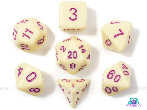 Purple Eggnog | Yellow Pastel Acrylic Dice Set (7) | Dungeons and Dragons (DnD)