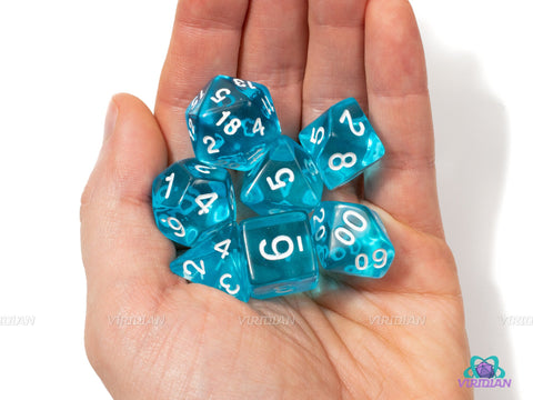 Blue Crystal | Translucent Dice Set (7) | Dice Set (7) | Dungeons and Dragons (DnD) | Critical Role