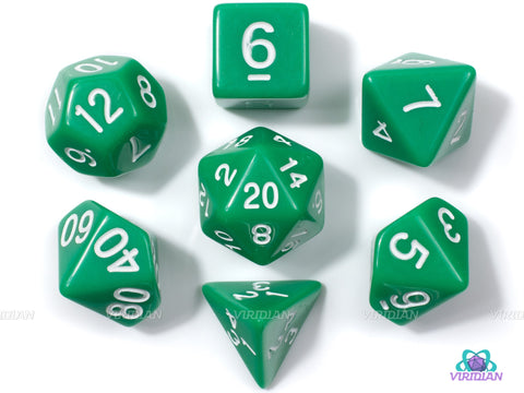 Kelly Green | Basic Acrylic Dice Set (7) | Dungeons and Dragons (DnD)