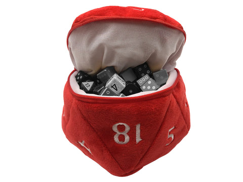 Red D20 Plush Dice Bag (6.5